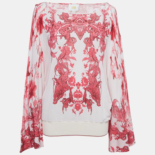 Roberto Cavalli Pink Floral Print Jersey Kimono Top M - Class by Roberto Cavalli - Modalova