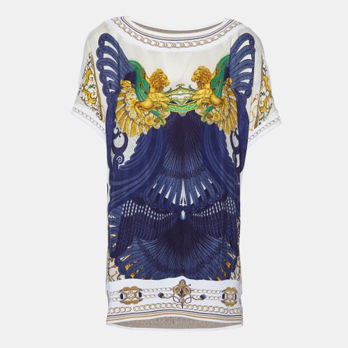 Class by Roberto Cavalli Navy Blue Printed Silk & Knit Tunic XL - Class by Roberto Cavalli - Modalova