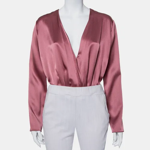 Cushnie et Ochs Pink Silk Charmeuse Faux Wrap Body Suit L - Cushnie et Ochs - Modalova