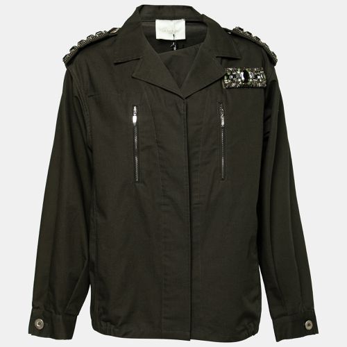 Amen Dark Green Cotton Crystal Embellished Epaulette Detail Military Jacket M - Amen - Modalova