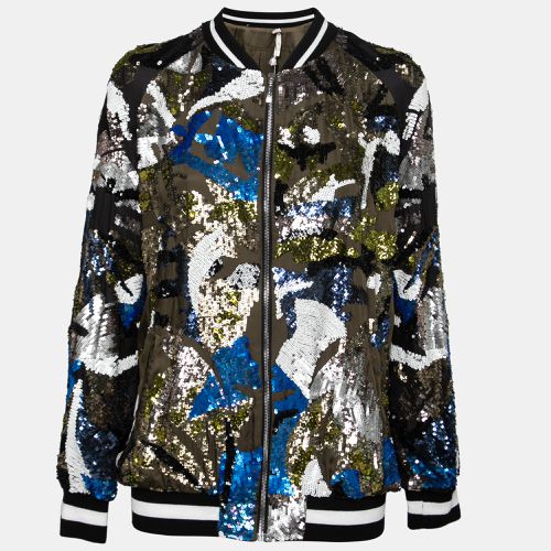 Sequin Embellished Satin Bomber Jacket M - Amen - Modalova