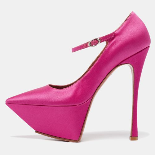 Amina Muaddi Pink Satin Yigit Platform Pumps Size 37.5 - Amina Muaddi - Modalova