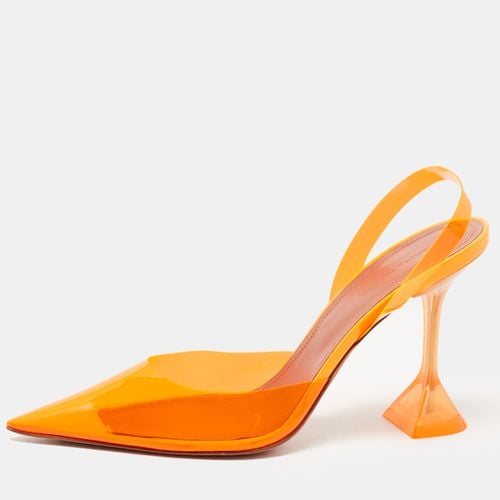 Amina Muaddi Orange PVC Holli Glass Slingback Pumps Size 40.5 - Amina Muaddi - Modalova