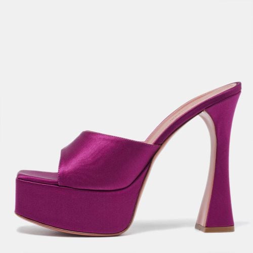 Amina Muaddi Pink Satin Dalida Open Toe Platform Slide Sandals Size 40 - Amina Muaddi - Modalova