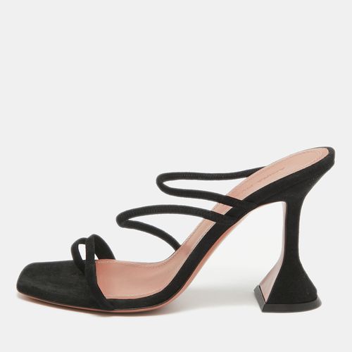 Amina Muaddi Black Suede Ankle Strap Sandals Size 36 - Amina Muaddi - Modalova