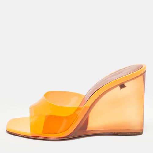 Amina Muaddi Neon Orange PVC Lupita Wedge Sandals Size 37 - Amina Muaddi - Modalova