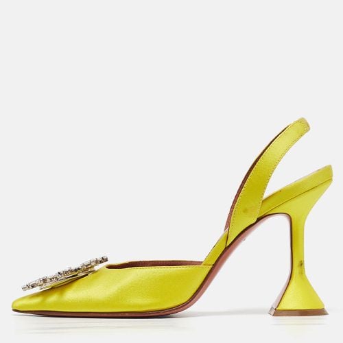 Amina Muaddi Yellow Satin Begum Slingback Pumps Size 36.5 - Amina Muaddi - Modalova