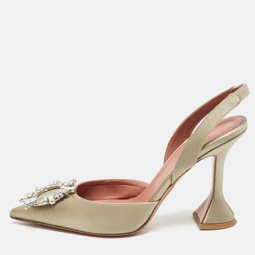 Amina Muaddi Grey Satin Begum Slingback Pumps Size 38 - Amina Muaddi - Modalova