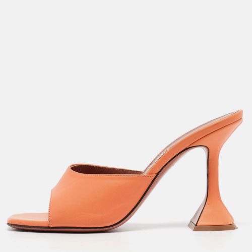 Amina Muaddi Orange Leather Lupita Slide Sandals Size 37 - Amina Muaddi - Modalova