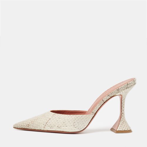 Amina Muaddi Beige/Brown Python Fiona Mules Size 39 - Amina Muaddi - Modalova