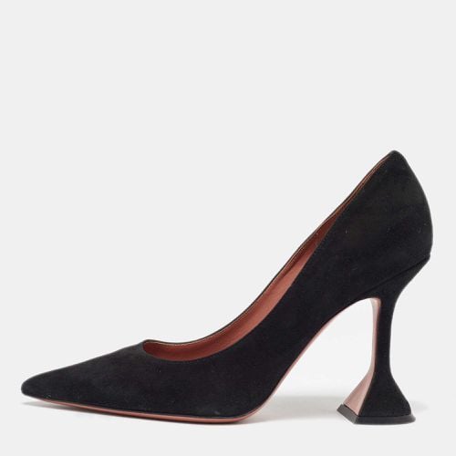 Amina Muaddi Black Suede Ami Pointed Toe Pumps Size 36.5 - Amina Muaddi - Modalova