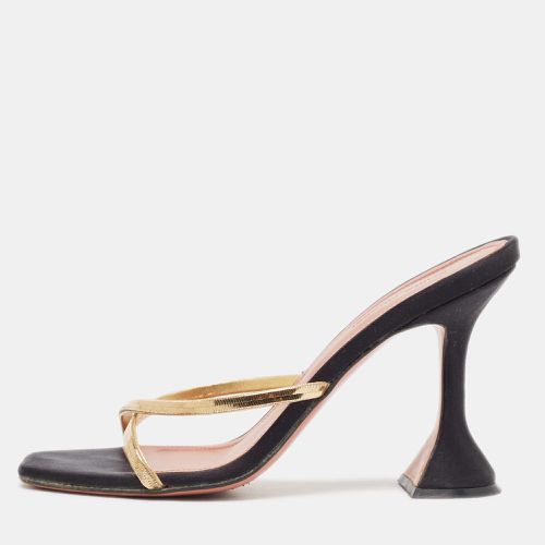 Amina Muaddi Gold Metal Henson Slide Sandals Size 37 - Amina Muaddi - Modalova