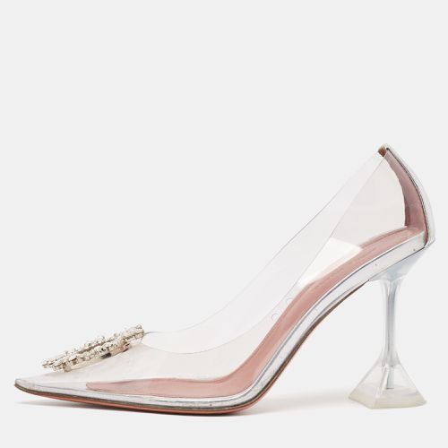 Silver PVC and Leather Begum Pumps Size 37.5 - Amina Muaddi - Modalova