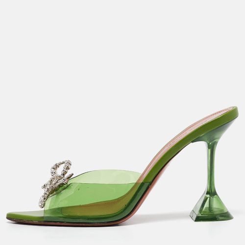 Amina Muaddi Green PVC Rosie Slide Sandals Size 38 - Amina Muaddi - Modalova