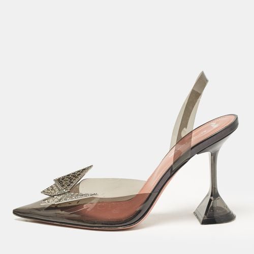 Amina Muaddi Black PVC Phoenix Slingback Pumps Size 37 - Amina Muaddi - Modalova