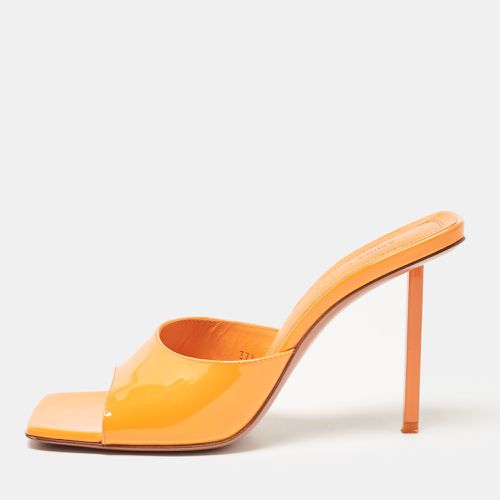 Amina Muaddi Orange Patent Leather Laura 95 Mules Size 37.5 - Amina Muaddi - Modalova