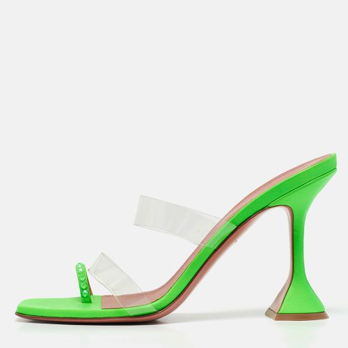 Amina Muaddi Green Leather and PVC lupita Slide Sandals Size 40 - Amina Muaddi - Modalova