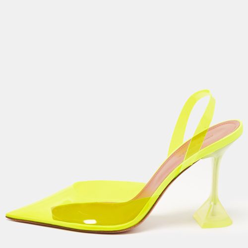 Amina Muaddi Yellow PVC Holli Glass Slingback Pumps Size 40.5 - Amina Muaddi - Modalova