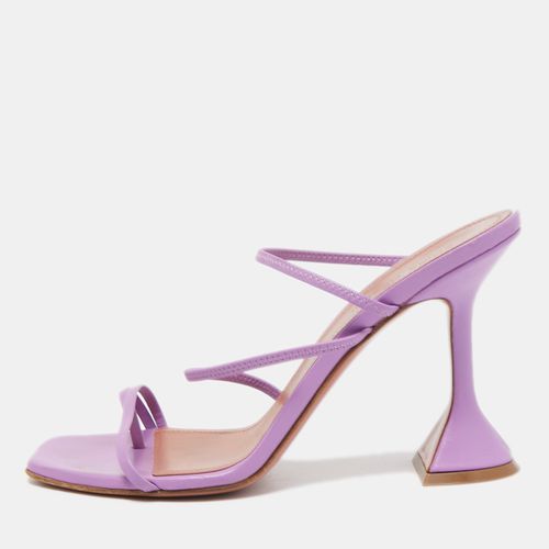 Amina Muaddi Purple Leather Naima Sandals Size 37 - Amina Muaddi - Modalova