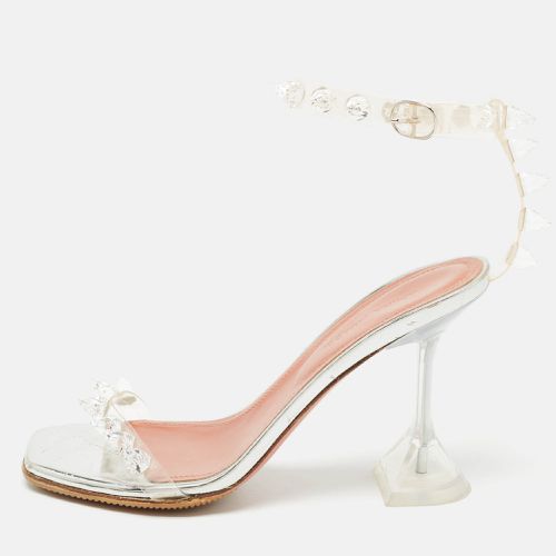 Amina Muaddi Transparent PVC Julia Crystal Embellished Ankle Strap Sandals Size 35 - Amina Muaddi - Modalova