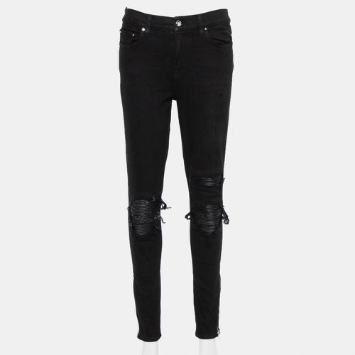 Amiri Black Denim Zipper Detail Distressed Jeans M - Amiri - Modalova