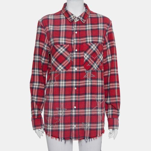 Amiri Red Plaided Flannel Studded Star Detail Shirt M - Amiri - Modalova