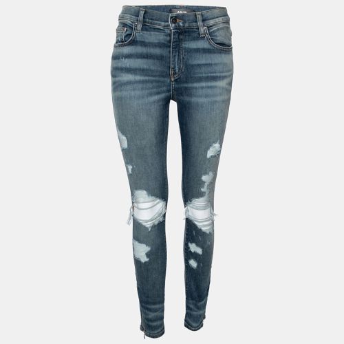 Amiri Blue Denim Distressed Ankle Zip Detailed Jeans M - Amiri - Modalova