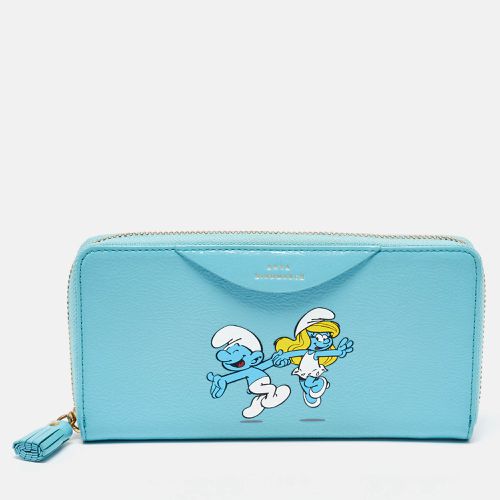 Anya Hindmarch Turquoise Blue Patent Leather Smurfs Zip Around Wallet - Anya Hindmarch - Modalova