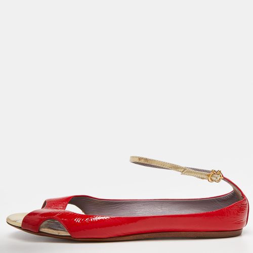 Anya Hindmarch Red Patent Leather Open Toe Ankle Strap Flats Size 39 - Anya Hindmarch - Modalova