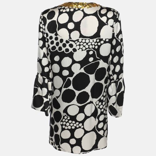 White Printed Satin Silk Sequin Kaftan XL - Anna Scholz - Modalova
