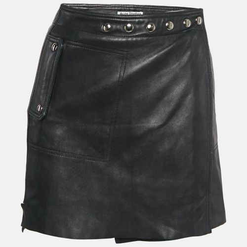 Acne Studios Black Leather Studded Mini Wrap Skirt S - Acne Studios - Modalova