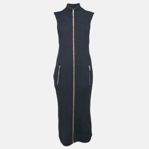 Acne Studios Navy Blue Rib Knit Zip-Up Sleeveless Midi Sweater Dress M - Acne Studios - Modalova