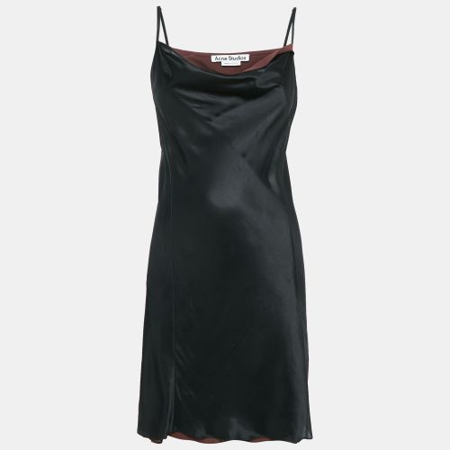 Acne Studios Black Satin Silk Cowl Neck Mini Slip Dress S - Acne Studios - Modalova