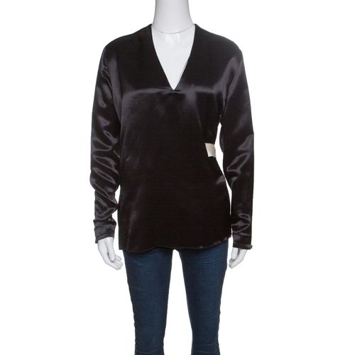 Acne Studios Black Satin Belted Cathay Blouse S - Acne Studios - Modalova