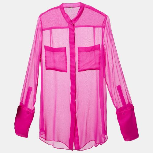 Adam Lippes Pink Sheer Silk Crepe Shirt Top M - Adam Lippes - Modalova