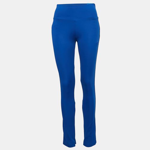 Adidas Blue Knit Tight Fit Mid Rise Trackpants S - Adidas - Modalova