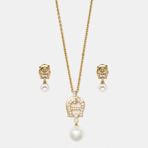 Crystal Faux Pearl Tone Necklace & Earrings Set - Aigner - Modalova