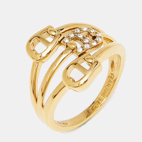 Aigner A Logo Crystal Gold Tone Ring Size 56 - Aigner - Modalova