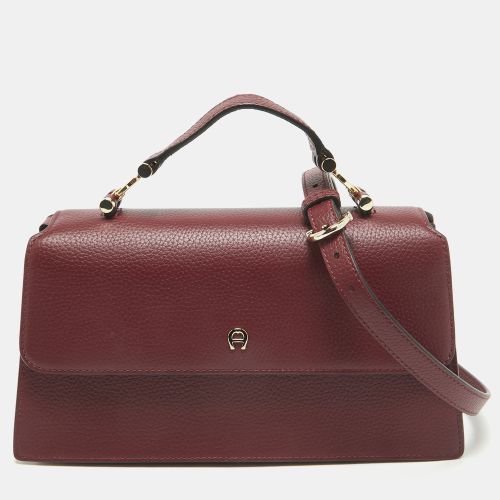 Aigner Burgundy Leather Medium Delia Top Handle Bag - Aigner - Modalova