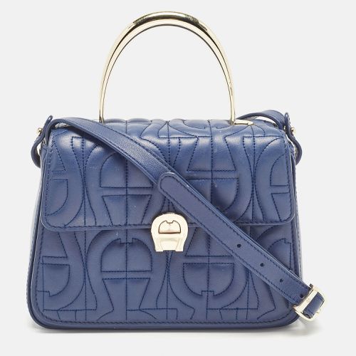 Aigner Blue Signature Leather Genoveva Top Handle Bag - Aigner - Modalova