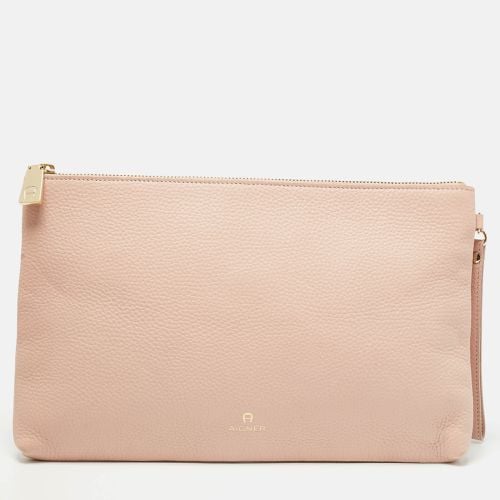 Aigner Light Pink Leather Zip Flat Pouch - Aigner - Modalova