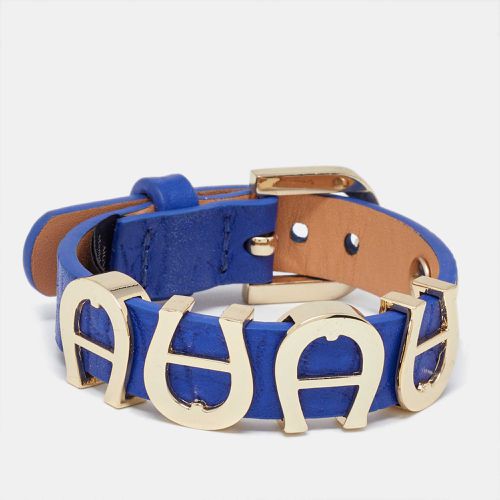 Aigner Blue Leather Gold Tone Logo Wrap Bracelet - Aigner - Modalova