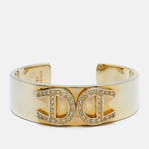 Aigner Crystal Studded Logo Gold Tone Open Cuff Bracelet - Aigner - Modalova