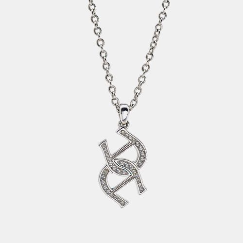 Aigner Logo Crystals Silver Tone Necklace - Aigner - Modalova