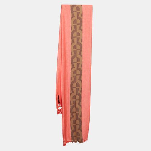 Aigner Red Monogram Stripe Cotton Stole - Aigner - Modalova