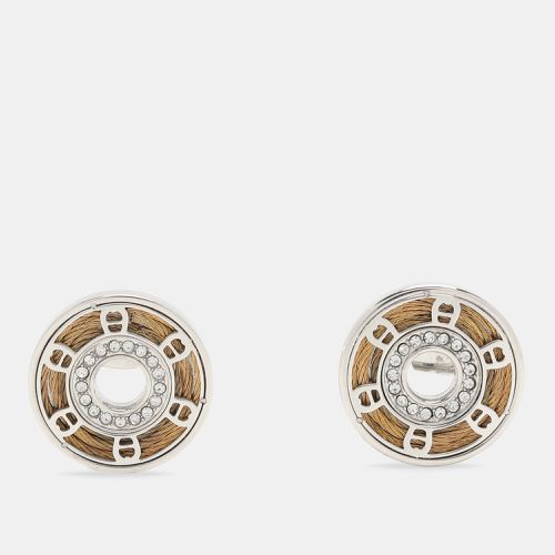 Aigner Silver Tone Metal Crystal Logo Stud Earrings - Aigner - Modalova