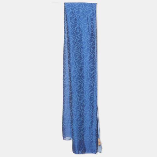 Aigner Blue Logo Pattern Silk & Cotton Stole - Aigner - Modalova