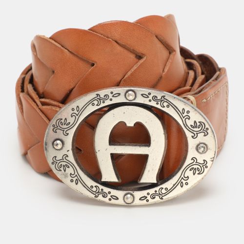 Braided Leather Vintage Buckle Belt 90CM - Aigner - Modalova