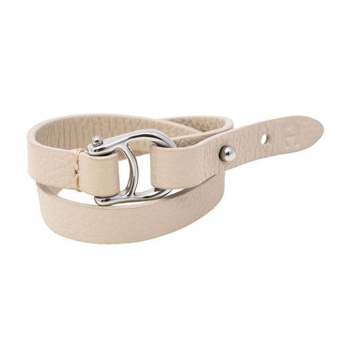 Aigner Off White Leather Double Tour Logo Bracelet - Aigner - Modalova