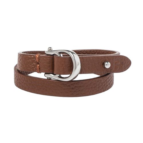 Aigner Brown Leather Double Tour Logo Bracelet - Aigner - Modalova